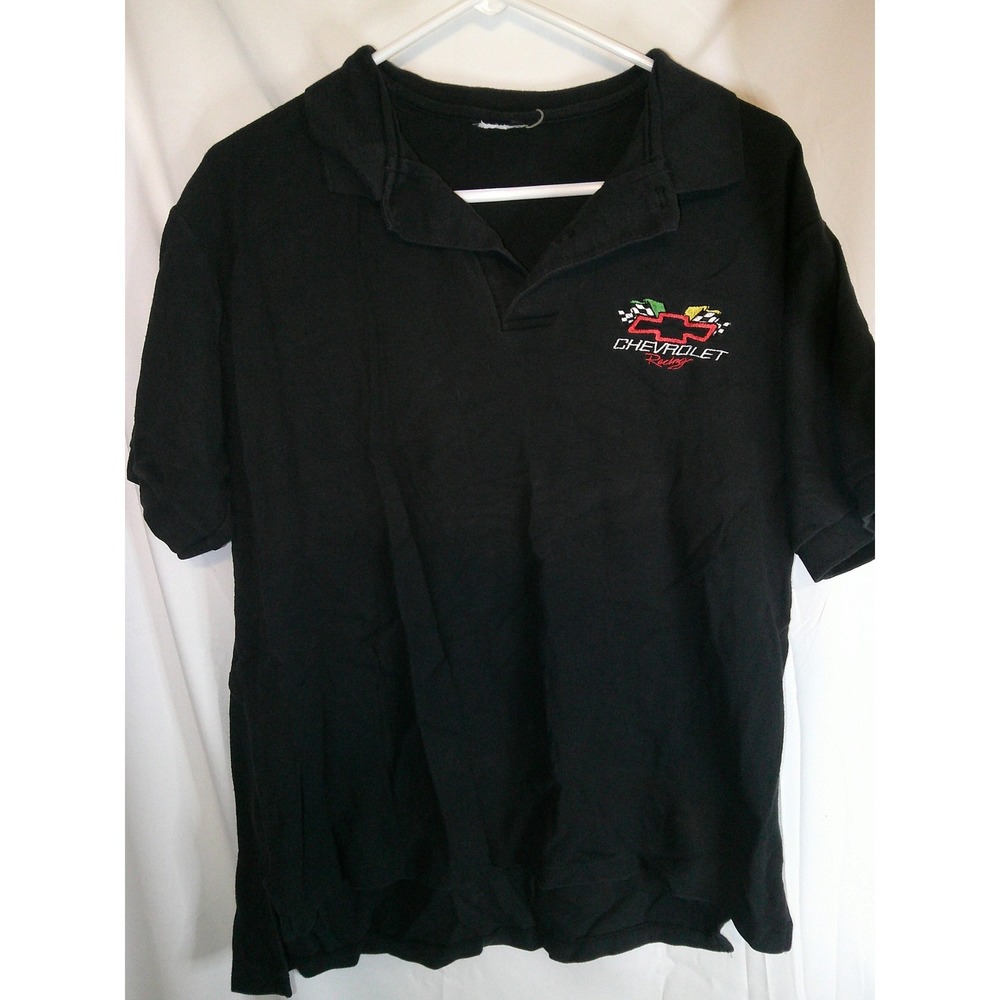 Vintage Chevrolet Racing Polo Shirt Embroidered Logo Short Sleeve‎ Black Small